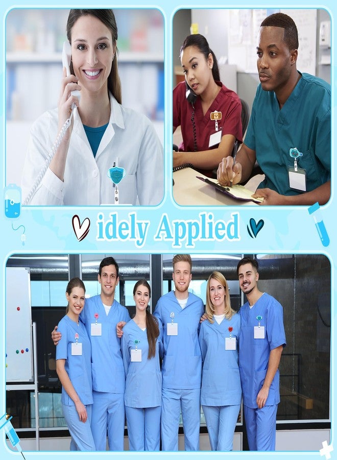 Quelay 18 Pcs Funny Nurse Badge Reel Acrylic Nursing Badge Holders Retractable Medical Reels Holders Cute ID Name Holder Clips for Nurses Student Doctor Office Gift Supplies (Anatomy & Med Gear) - Image 2