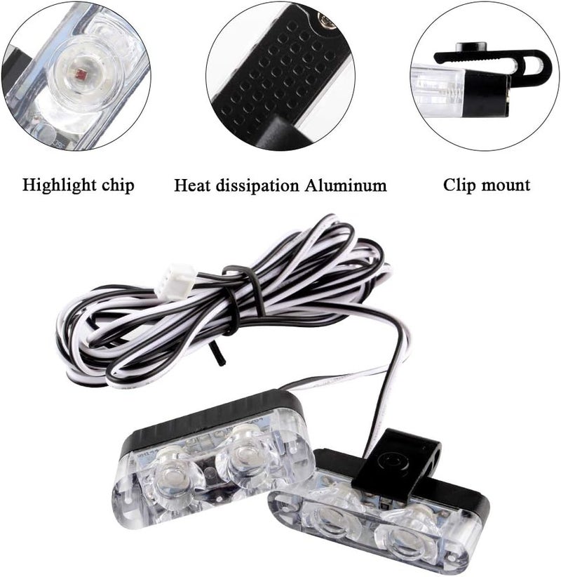 أضواء وميض شبكية 16LED حمراء للوحة القيادة وحاجب الشمس، أضواء فلاش شرطة للسيارة والشاحنة وسيارة الإسعاف، تحذير طارئ مع جهاز تحكم عن بعد لاسلكي 12V - Image 4