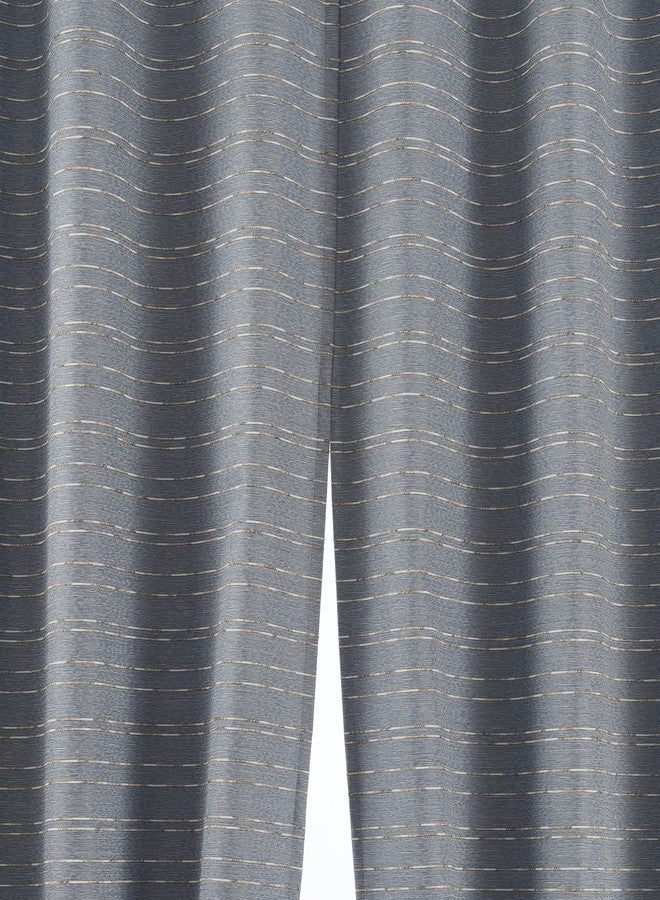 Sun Zero Dorset 2-Pack Slub Detail Magnetic Closure 100% Total Blackout Grommet Curtain Panel Pair, Denim Blue, 37" W x 84" L (2 Panels) - Image 4