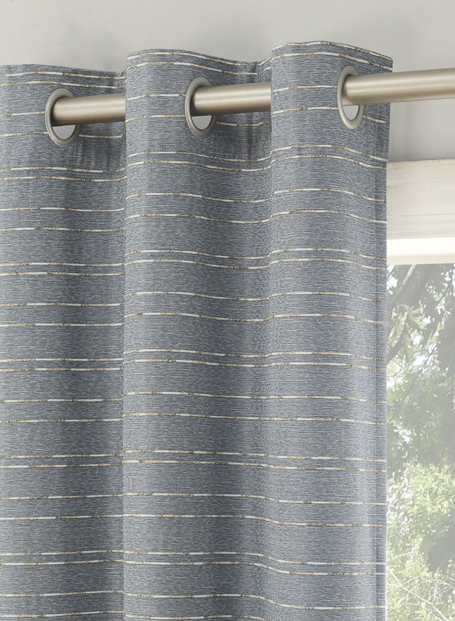 Sun Zero Dorset 2-Pack Slub Detail Magnetic Closure 100% Total Blackout Grommet Curtain Panel Pair, Denim Blue, 37" W x 84" L (2 Panels) - Image 2