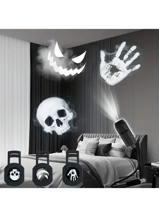 USB Powered 360 Rotating Ghost Projection Lamp With 3 Interchangeable Switches For Halloween Decor - Image 2