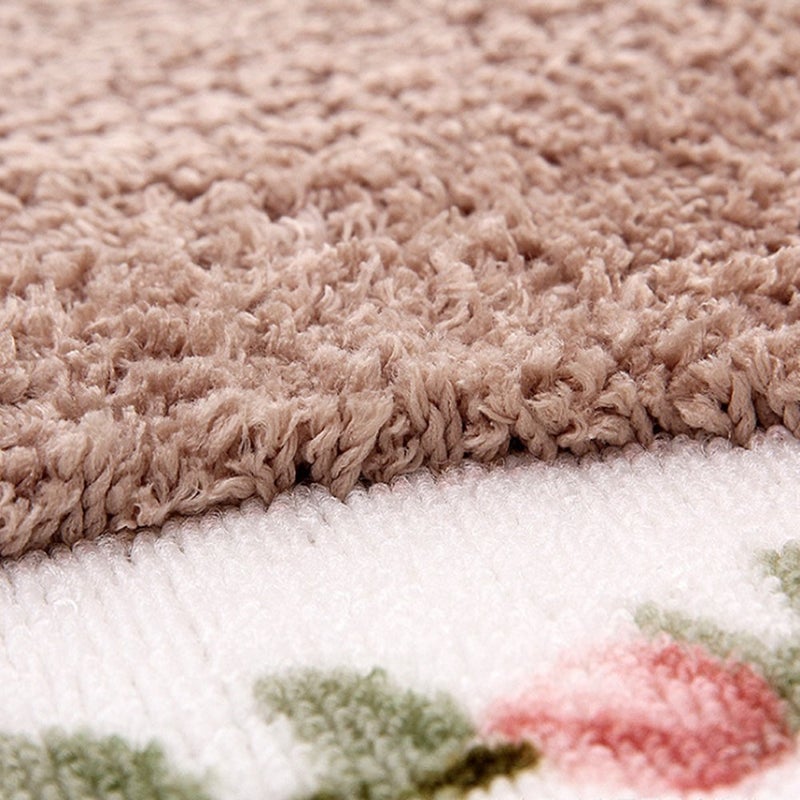 UKELER Luxurious Soft Floral Non-Slip Toilet Contour Rug  Contour Bath Rug  Soft Shaggy U-Shaped Toilet Floor Mat for Bathroom 20-By-20 Inch  Mocha - Image 3