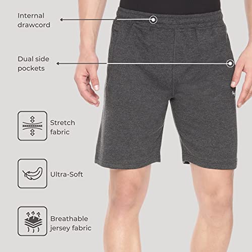 Pepe Jeans Athleisure Men Knit Cotton Stretch Shorts | Breathable Cotton Jersey, Gym and Casual Wear | with Drawstring and Zip Pocket in Black Melange - L - Image 5
