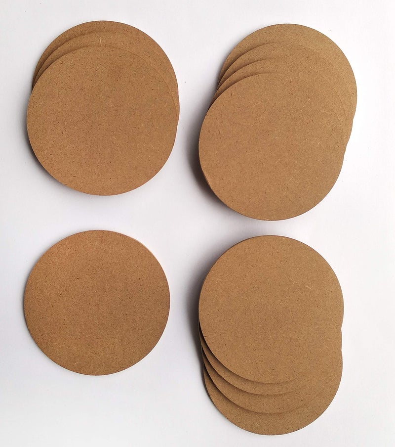 IVEI MDF DIY Coasters Wood Sheet Craft -MDF Plain Wooden Coasters Round Shaped Blank Cutouts for Painting Wooden Sheet Craft, Decoupage, Resin Art Work & Decoration - Set of 12 (4in X 4in) - Image 2