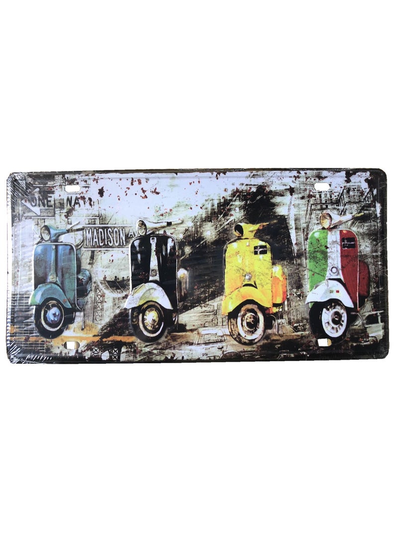 LINGWEI 6PCS Metal Wall Plate Tin Sign Metal Poster Plate Painted Modern Design Car Plate Tin Metal Wall Art Signs Cafe Thick Tinplate Wall Decoration Print Poster - Image 4