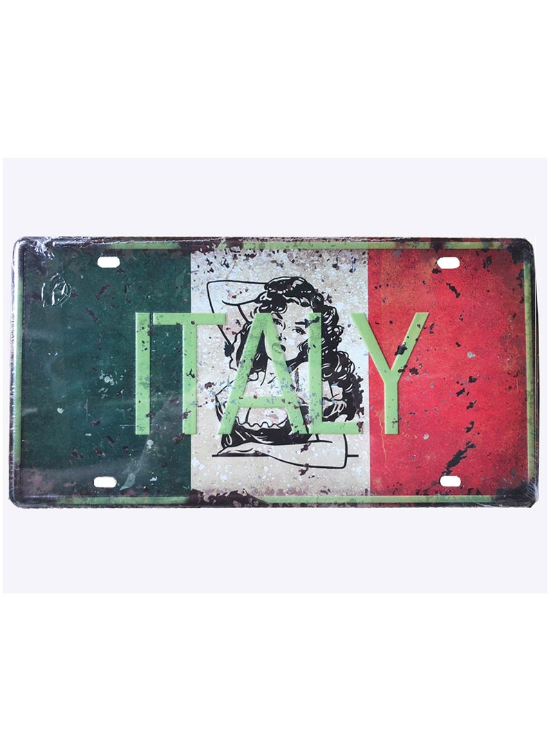 LINGWEI 6PCS Metal Wall Plate Tin Sign Metal Poster Plate Painted Modern Design Car Plate Tin Metal Wall Art Signs Cafe Thick Tinplate Wall Decoration Print Poster - Image 3