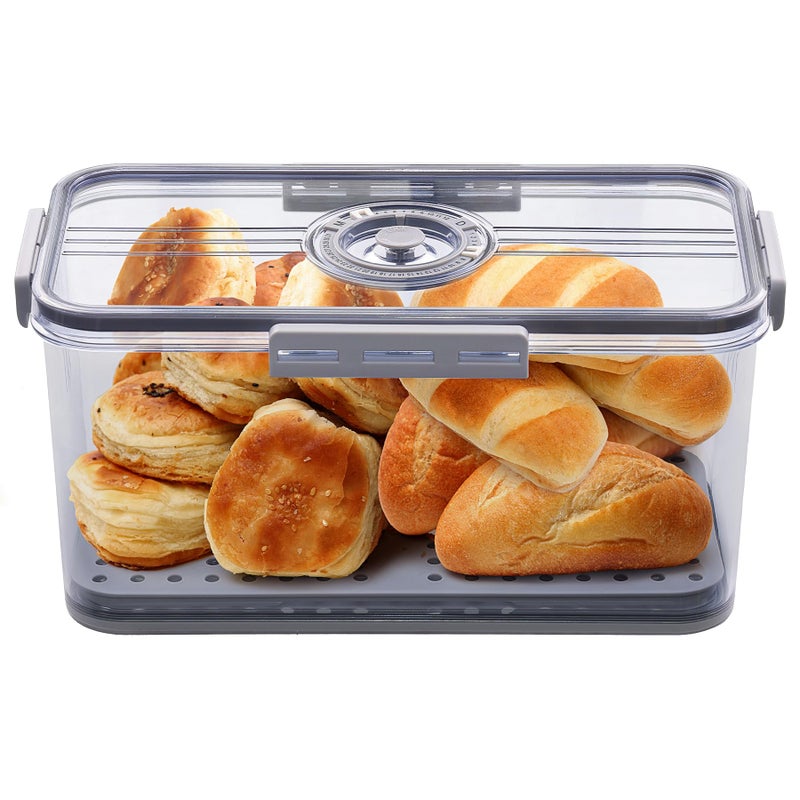 ANYPROLUS Bread Box for Homemade Bread Boxes for Kitchen Counter Airtight, Time Recording Bread Storage Container with Lid, Bread Containers Storage Airtight Loaf Bread Keeper, Grey - Image 1