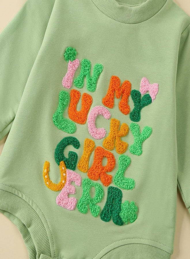 BOIZONTY St. Patrick's Day Baby Girl Outfit in My Lucky Girl Era Romper Bodysuit with Headband Newborn Birthday Clothes (Lucky Girl Green,3-6 Months) - Image 5