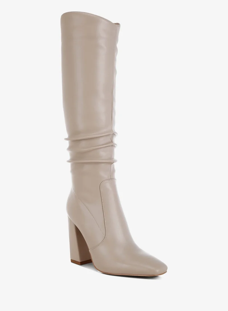 London Rag Slouchy Calf Boots in Beige