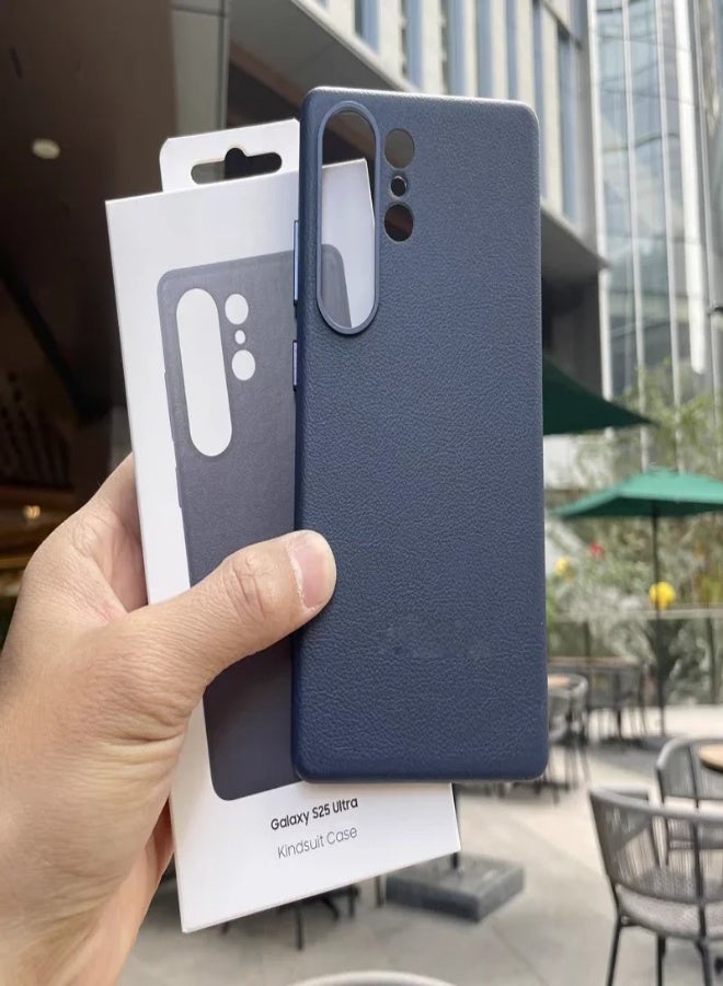 ارواق جراب هاتف Samsung Galaxy S25 Ultra 5G من الجلد الأصلي الفاخر، جراب هاتف كامل الحماية مقاوم للصدمات S25 Plus Ultra S25+، أزرق داكن - Image 1