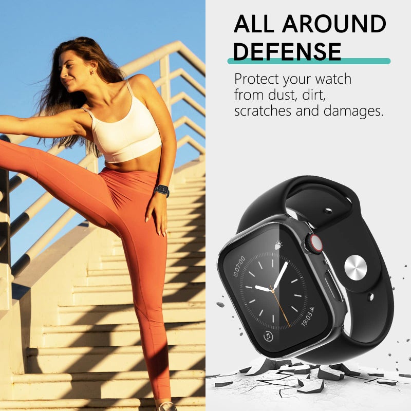 COMMUTER 3 Pack Case with Tempered Glass Screen Protector for Apple Watch SE(3nd) 2025 SE 2/1 Series 6/5/4 40mm, Hard PC Ultra-Thin Cover for iwatch SE 3/SE 2/SE/6/5/4 40mm, Black/Clear/Starlight - Image 4
