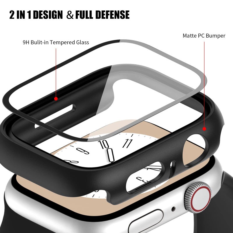 COMMUTER 3 Pack Case with Tempered Glass Screen Protector for Apple Watch SE(3nd) 2025 SE 2/1 Series 6/5/4 40mm, Hard PC Ultra-Thin Cover for iwatch SE 3/SE 2/SE/6/5/4 40mm, Black/Clear/Starlight - Image 3