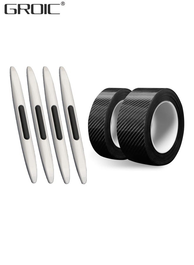 GROIC 4 Pcs Car Door Edge Guards Car Door Handle Stickers, 2 Roll Guard Sticker Molding Door Reflective Scratch Guard, Universal Anti-Collision Rubber and Hide Scratches DIY Installation for Car, SUV - Image 1