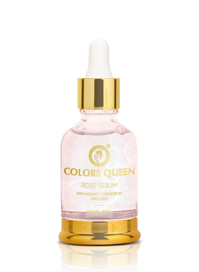 COLORS QUEEN Rose Face Serum 30ml Lightweight Non Greasy Niacinamide Anti Ageing Brightening Hydrating Glowing Skin All Skin Types  - Image 1