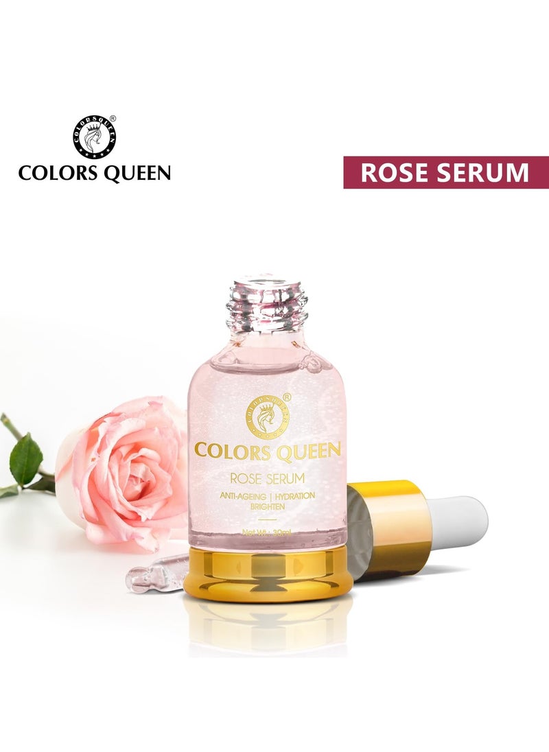 COLORS QUEEN Rose Face Serum 30ml Lightweight Non Greasy Niacinamide Anti Ageing Brightening Hydrating Glowing Skin All Skin Types  - Image 2