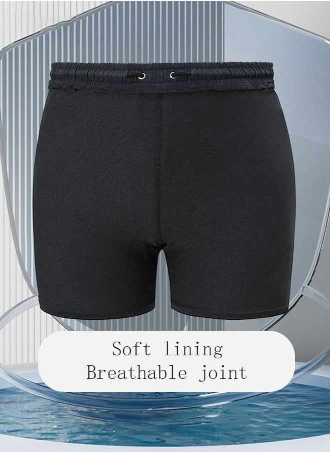 Generic - Men's Swimming Trunks Beachwear Quick Dry Gym Wear Beach Pants Fitness Shorts Fitness Workout Short Sports Running Shorts with Inner Compression Solid Black - Image 1