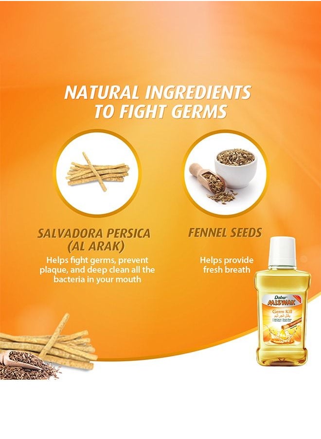 Dabur - Dabur Miswak Germ Kill Mouthwash | Enriched with Al Arak | Alcohol-Free | Removes Germs & Prevent Cavity | For Fresh Breath - 250ml - Image 1