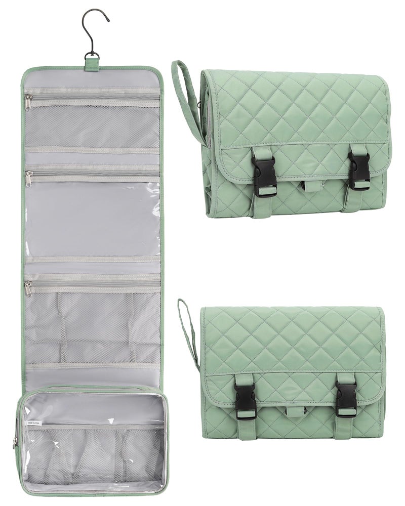 Relavel Travel Hanging Toiletry Bag For Men Women Travel Kit Shaving Bag Waterproof Large Makeup Bag Wash Bag Makeup Organizer Cosmetic Case For Bathroom Shower Green Pro - Image 1