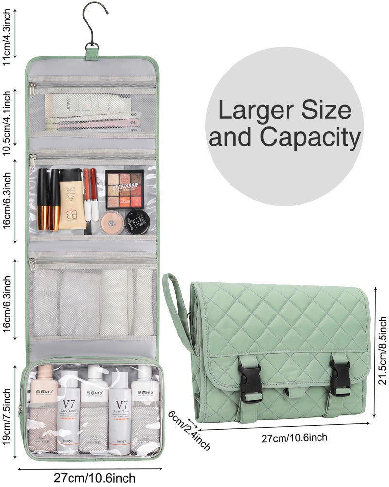 Relavel Travel Hanging Toiletry Bag For Men Women Travel Kit Shaving Bag Waterproof Large Makeup Bag Wash Bag Makeup Organizer Cosmetic Case For Bathroom Shower Green Pro - Image 4