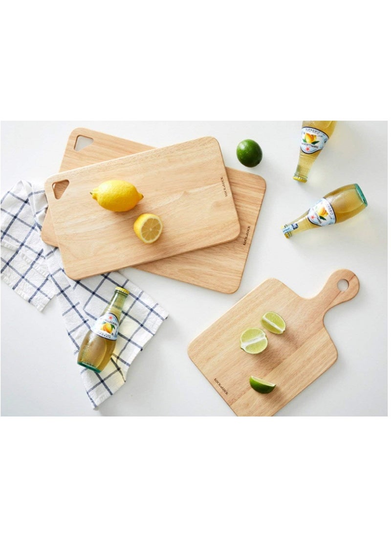 LOCK & LOCK LocknLock Medium Wooden Cutting Board - Durable Natural Rubber Wood with Hanging Hole  - Image 3