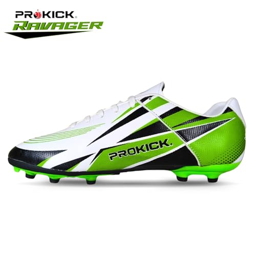 Prokick Ravager Football Shoes for Men | Soccer Shoe/Comfortable and Lightweight | Sports and Athletic Footwear with Synthetic Leather Having TPU Sole Soccer Stud Shoes White/Green - Image 3