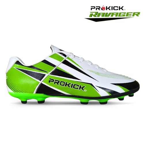 Prokick Ravager Football Shoes for Men | Soccer Shoe/Comfortable and Lightweight | Sports and Athletic Footwear with Synthetic Leather Having TPU Sole Soccer Stud Shoes White/Green - Image 2