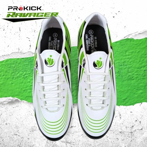 Prokick Ravager Football Shoes for Men | Soccer Shoe/Comfortable and Lightweight | Sports and Athletic Footwear with Synthetic Leather Having TPU Sole Soccer Stud Shoes White/Green - Image 4