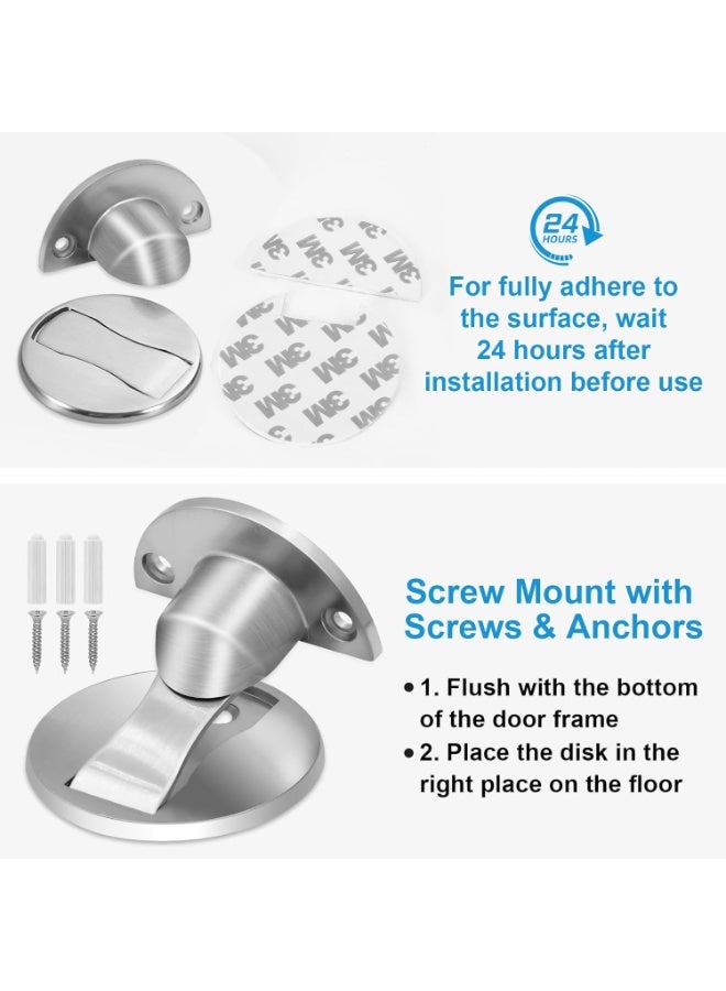 Bukela Door Stopper 2 Pack, Magnetic Door Stop, Floor Door Stoppers Magnetic, Self Adhesive, Stainless Steel Magnetic Door Catch Door Holder for Bottom of Door, Sliver - Image 5