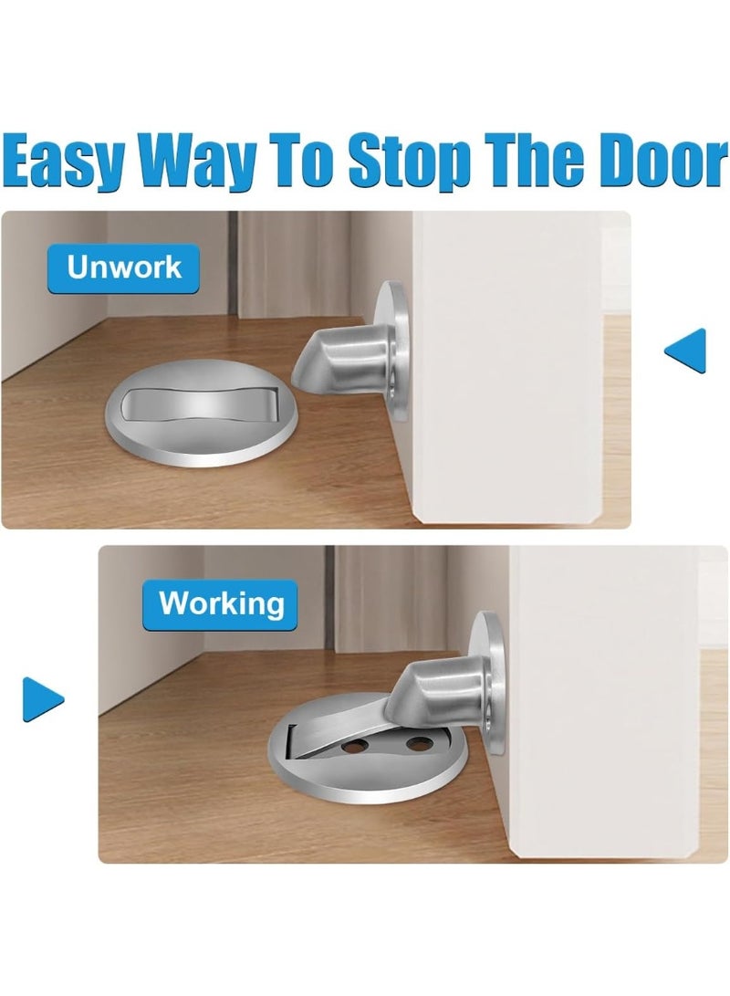 Bukela Door Stopper 2 Pack, Magnetic Door Stop, Floor Door Stoppers Magnetic, Self Adhesive, Stainless Steel Magnetic Door Catch Door Holder for Bottom of Door, Sliver - Image 2