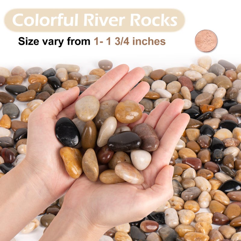 GASPRO 15lb Natural River Rocks Decorative Rocks for Plants and Garden Landscaping, Polished River Stone for Outdoor Decor, 1-1 3/4 Inch - Image 5
