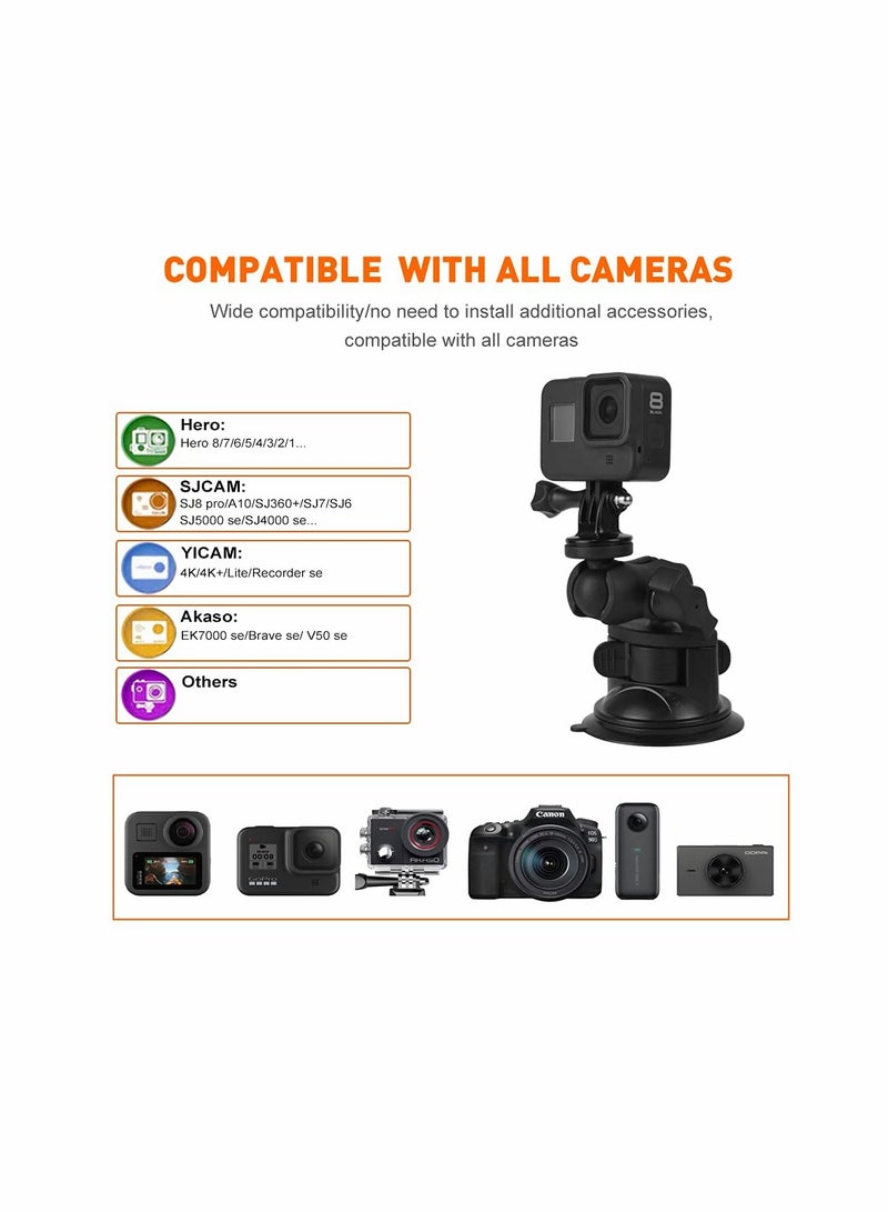 SYOSI KASTWAVE Camera Car Windshield Suction Cup Mount Compatible with for GoPro Hero 10 9 8 7 6 5 Black 4 Session Insta360 for AKASO Campark DJI OSMO Action YI Action Camera Car Dash Cameras - Image 2