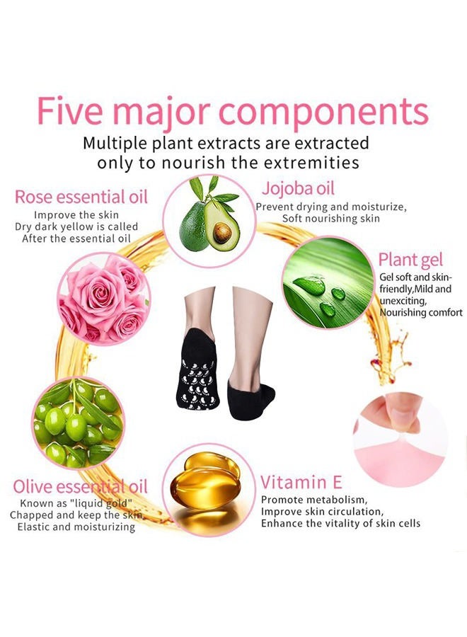 Pnrskter Moisturizing Socks, Gel Socks Soft Moisturizing Gel Socks, Gel Spa Socks for Repairing and Softening Dry Cracked Feet Skins (Men Size(Black)) - Image 3