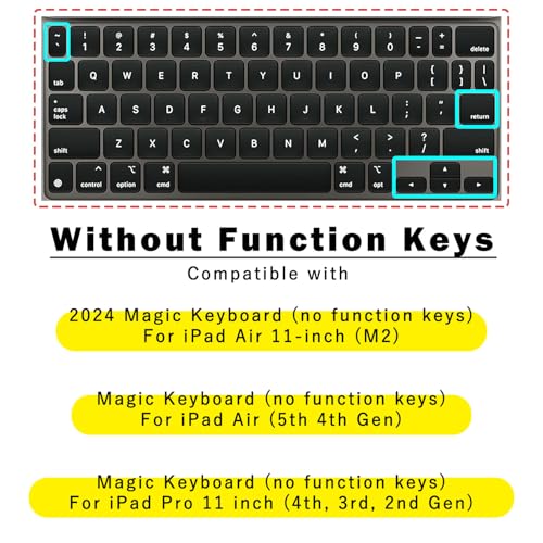 Digi-Tatoo [Without Function Keys] Keyboard Cover Compatible with 2024 Apple iPad Air 11 inch (M2)/ iPad Air (5th, 4th Gen)/ iPad Pro 11 inch (4th, 3rd Gen) Magic Keyboard - Clear TPU Material - Image 2