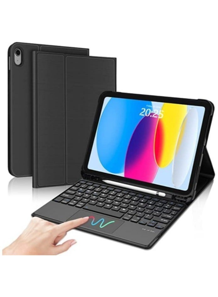 ELTRAZONE Smart and Stylish: iPad 10.9 Keyboard Case with Wireless Detachable Trackpad and Protective Folio for the 2022 Model - Image 1