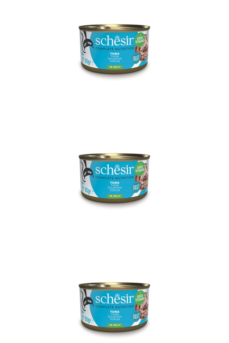 شيسر طعام القطط الرطب شيسير المتكامل والمتوازن في علبة جيلي - تونة 85 جم × 3 قطع - Image 1