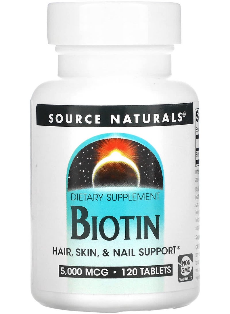 Biotin, 5,000 mcg, 120 Tablets