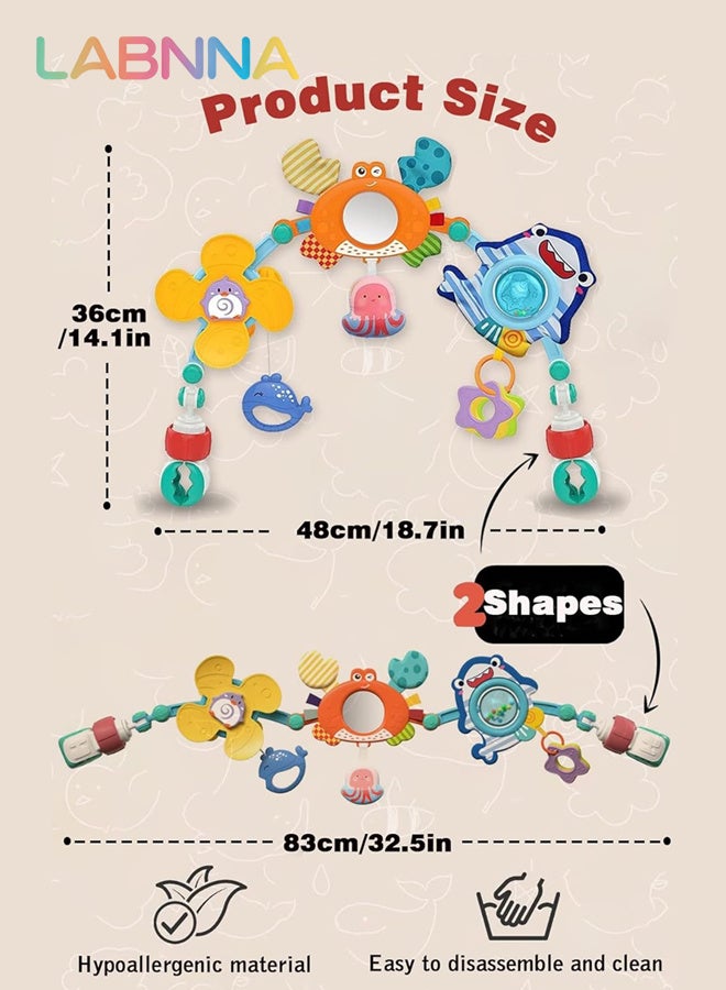 LABNNA Baby Stroller Arch Toy, Car Seat Toys, Adjustable Arch Stroller toy with Hanging Sensory Activity toys,fits on Baby Bouncer, Bassinet, Stroller, Crib and Car Seats for baby infant Boy Girl 0-18 Months - Image 5