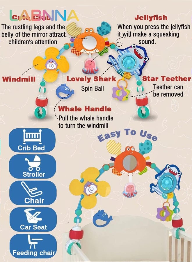 LABNNA Baby Stroller Arch Toy, Car Seat Toys, Adjustable Arch Stroller toy with Hanging Sensory Activity toys,fits on Baby Bouncer, Bassinet, Stroller, Crib and Car Seats for baby infant Boy Girl 0-18 Months - Image 4