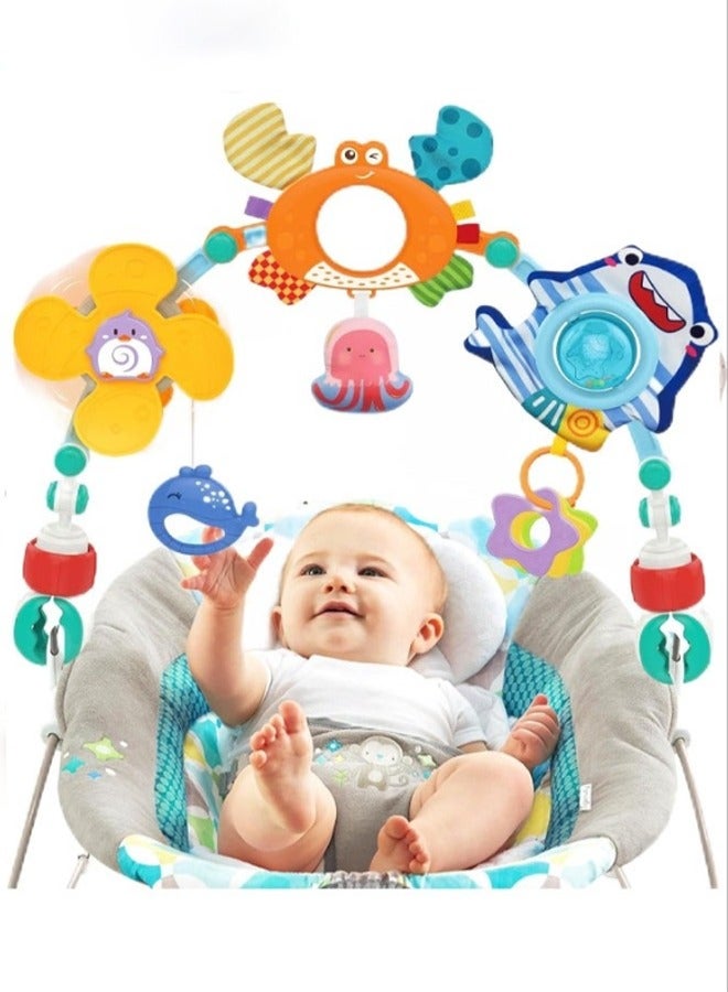 Stimulating Sensory Stroller Arch Toy – Baby Educational Cart with Pendant Hanging Toys for 0-1 Year Olds, Activity Arch Filled with Fascinating Playthings to Boost Infant’s Sensory and Motor Skills Development  - Image 1