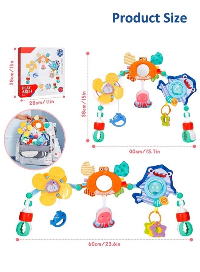 Stimulating Sensory Stroller Arch Toy – Baby Educational Cart with Pendant Hanging Toys for 0-1 Year Olds, Activity Arch Filled with Fascinating Playthings to Boost Infant’s Sensory and Motor Skills Development  - Image 5