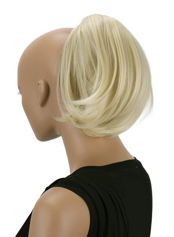 CAISHA By Prettyshop Bun Hairpiece Ponytail With Butterfly Clip Hair Bun Bridal Hairstyle Hepburn Bun Scrunchie Straight Platinum Blonde H413 - Image 2