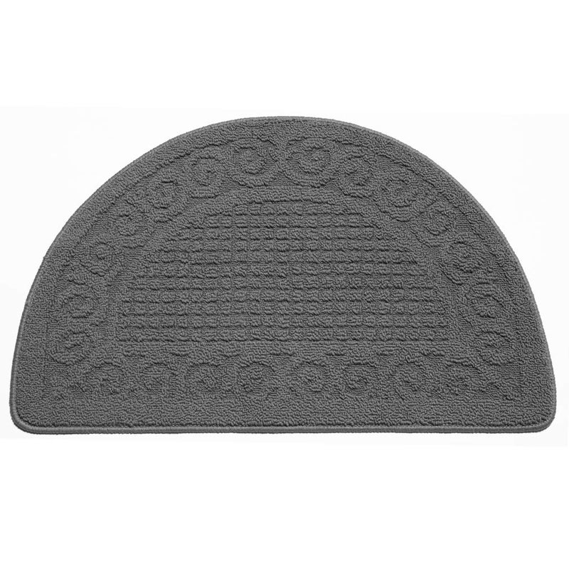 VANZAVANZU Kitchen Rugs 31x19 Kitchen Mats Half Moon Round Kitchen Rugs Carpet Specialized in Ultra Anti Skid Absorbent and Machine Washable for Kitchen Doorway Floors Accessories Gray