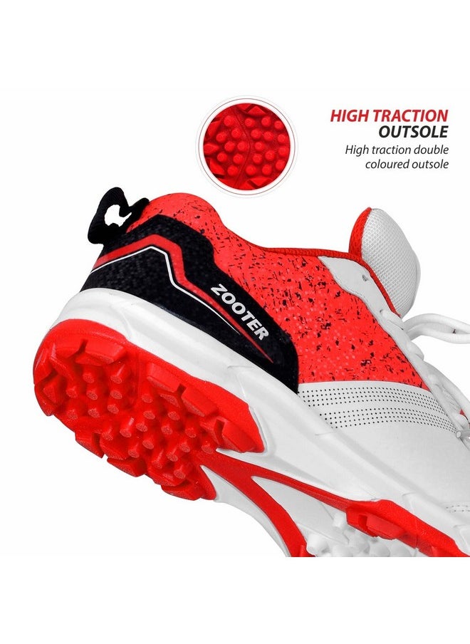 DSC - Zooter Cricket Shoe For Men And Boys, Size-5 Uk (White-Red) - Image 1