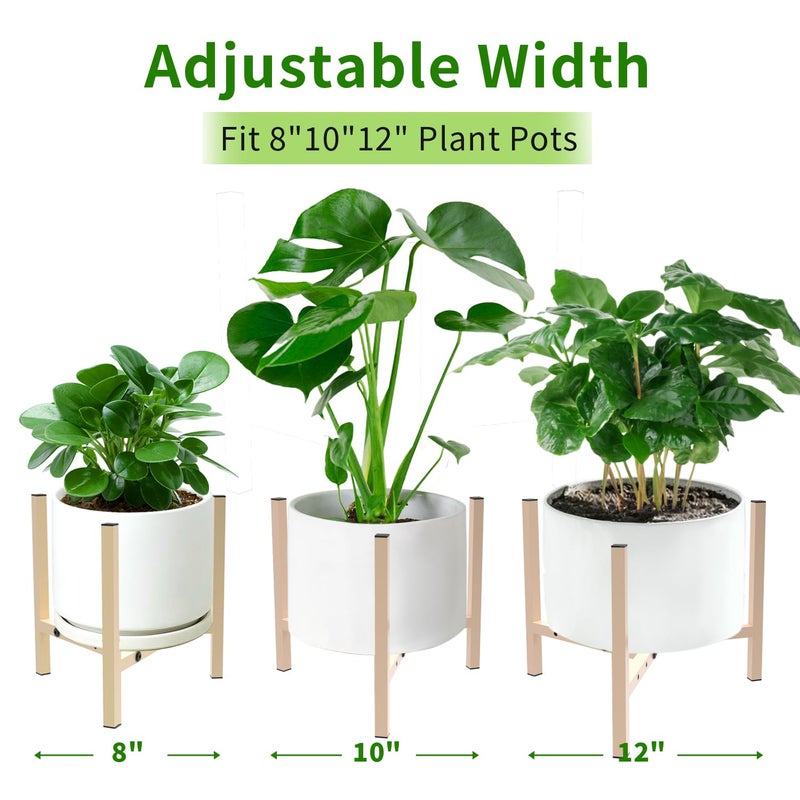 Airpark Aripark Plant Stand Indoor Adjustable, Metal Modern Plant Stands, Small Heavy Duty Stable Plant Pot Flower Holder Outdoor Corner, Fit 8 9 10 11 12 inch Pots, Light Khaki (Pot & Plant Not Included) - Image 2