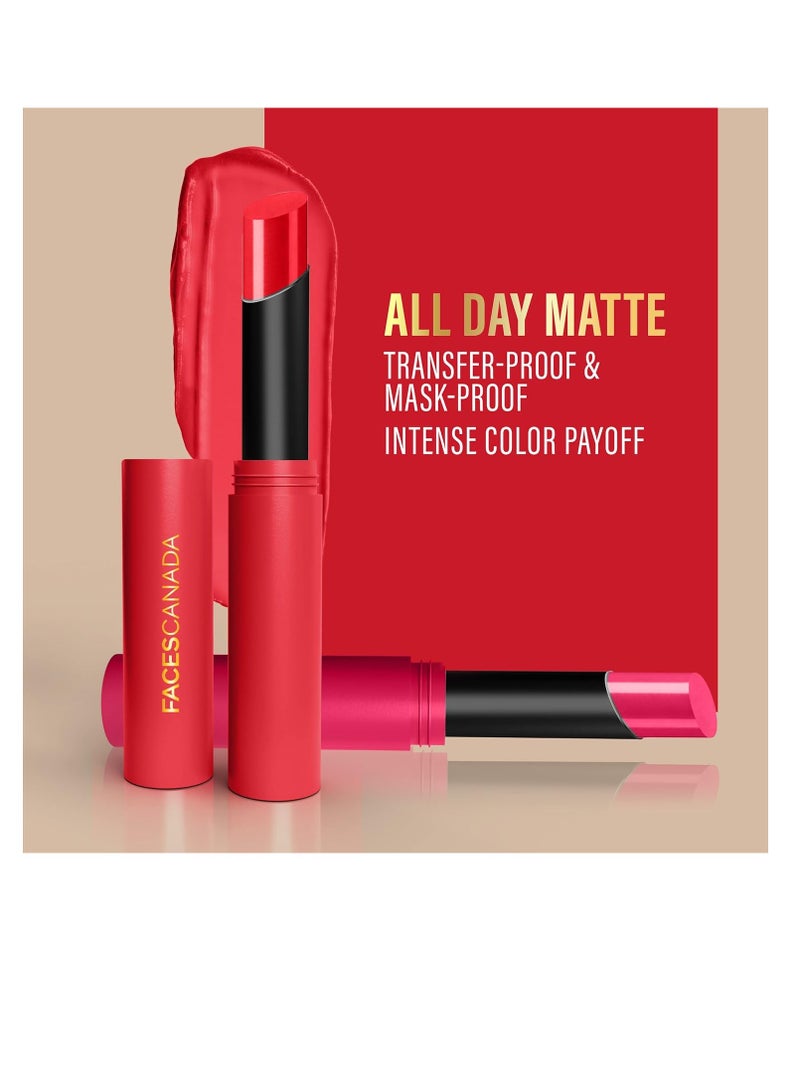 Faces Canada Long Stay 3 in 1 Matte Lipstick Romantic Sinful Peach 2 gm - Image 2