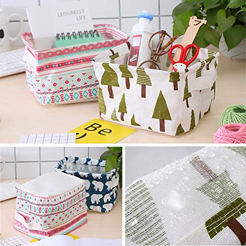 AZARIA Foldable Multipurpose Storage Box Small Canvas Fabric Organizer Baskets for Organizing, Storage Box with Handles Boxes for Wardrobe (Multi) drawer storage organizer, Rectangular (SET OF - 3) - Image 4