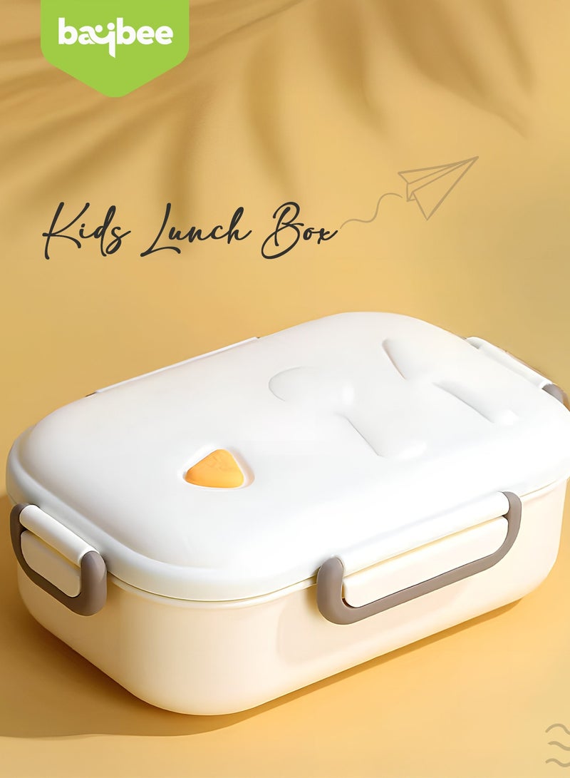 بيبي علب غداء مدرسية للأطفال من بايبي، سعة ١٠٥٠ مل، بثلاث حجرات | خالية من مادة BPA، آمنة غذائيًا، مانعة للتسرب، مناسبة للمدرسة والنزهات والأنشطة الخارجية | آمنة للاستخدام في الميكروويف، علبة غداء للأطفال للأولاد والبنات، لون بيج - Image 2