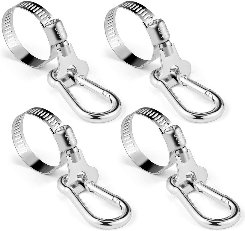 Vomika 4PCS Flagpole Rings Carabiner Clamp, Stainless Steel Flag Pole Clip | Adjustable Flag Display Bracket for 0.75-1.2 Inches Diameter Poles, Fits Garden, Boat, Yacht, Truck, ATV, Outside House - Image 1