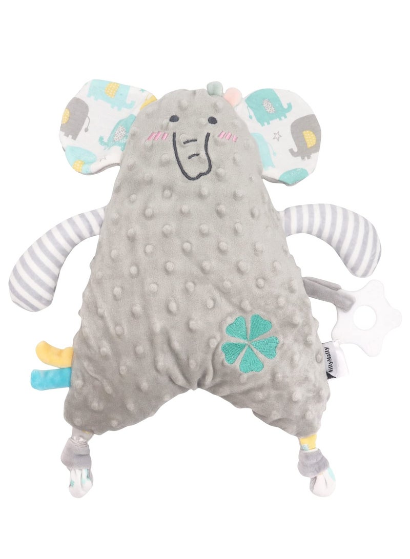Baby sleeping Touch Toy, Newborn Comfort Blanket Stuffed Toy with Teether, Baby sleeping Security Toy, Soft Touch Tag Safe Snuggle Comfort Sleeping Doll for Newborn Baby Girls Boys Gifts, Elephants - Image 1