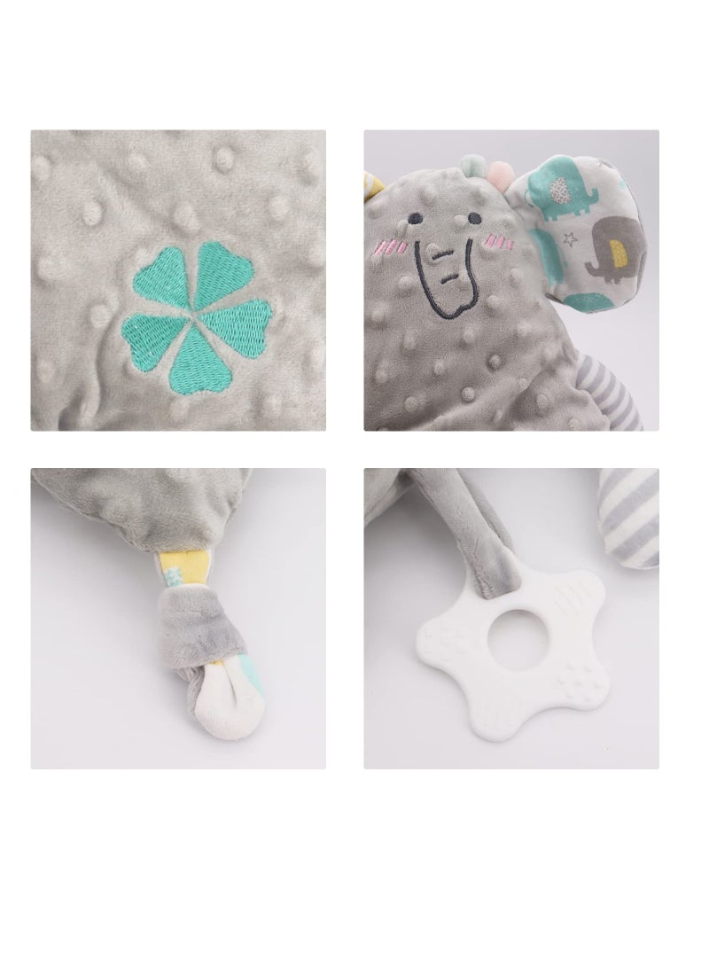 Baby sleeping Touch Toy, Newborn Comfort Blanket Stuffed Toy with Teether, Baby sleeping Security Toy, Soft Touch Tag Safe Snuggle Comfort Sleeping Doll for Newborn Baby Girls Boys Gifts, Elephants - Image 4